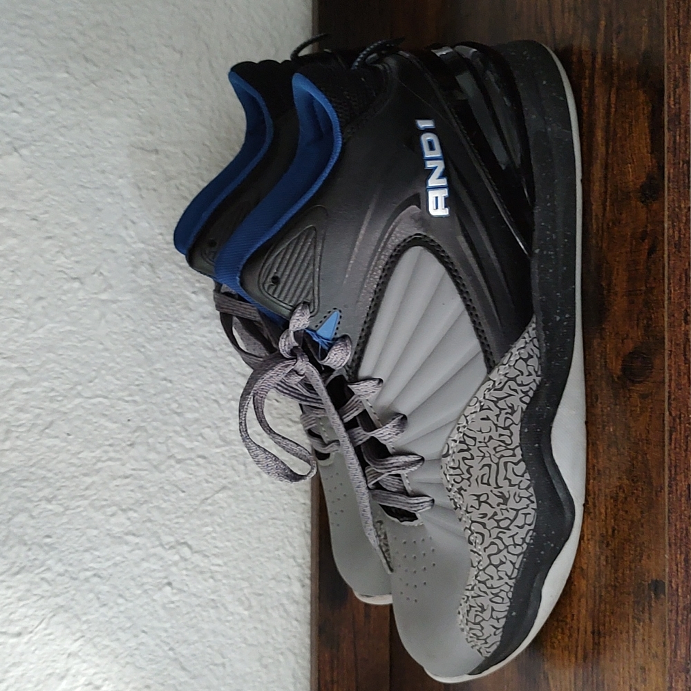 AND1 Basketball Shoes Black Grey Blue Men's Sneakers Size 10.5